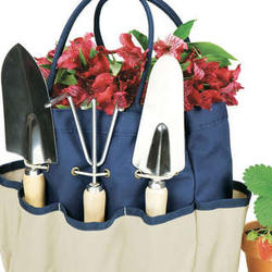 Large Canvas Garden Tote with Metal Tools