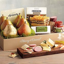 Pears, Sausage, and Snacks Sympathy Gift Box