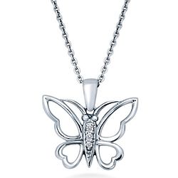 Sterling Silver CZ Butterfly Fashion Pendant