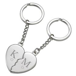 Couple's Personalized Initials Heart Keychain