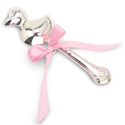 Duck Sterling Silver Baby Rattle