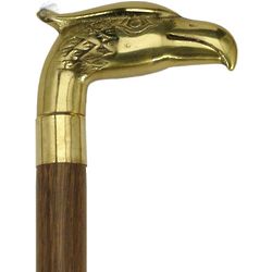 Brass Eagle Head Walking Cane with Black or Walnut Shaft