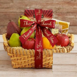 Organic Fruit and Snack Gift Basket with Thank You Ribbon