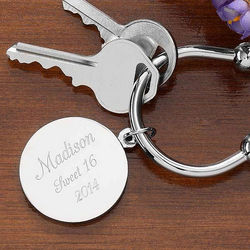 Town and Country Engraved Silver Plated Key Chain