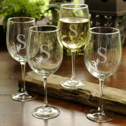 4 Graceful Personalized White Wine Glasses