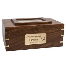 Personalized Indian Hardwood Pet Cremation Urn with Photo Frame