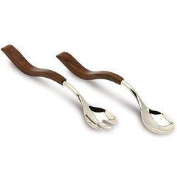 Wave Sterling Silver & Wood Baby Spoon & Fork Set