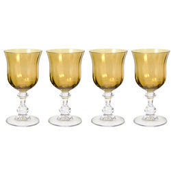 4 French Countryside Amber Wine Glasses