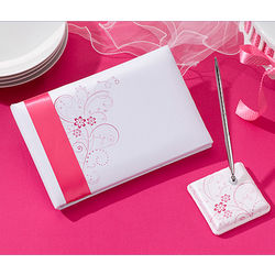 Flourishing Pink Guestbook and Pen