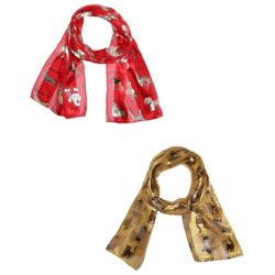 Women's Satin Cat and Dog Print Scarves
