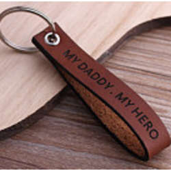 My Daddy My Hero Personalized Engraved Leather Keychain