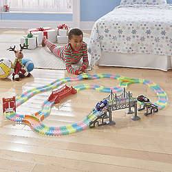 299 Piece Glow-In-The-Dark Click-Lock Track and Cars Set
