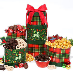 Reindeer Holiday Snacks and Sweets Gift Tower