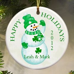 Personalized Irish Snowman Ornament