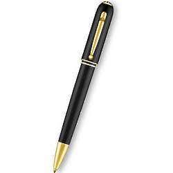 Engravable Sidecar Black Ballpoint Pen with Gold Trim