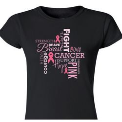 Women's Breast Cancer Awareness Word Art T-Shirt