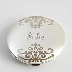 Personalized Embellished Silver Purse Mirror