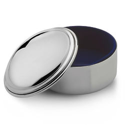Baby's Silver Pewter Round Jewelry Box