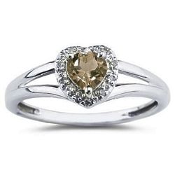 Heart-Shaped Smokey Quartz and Diamond Ring