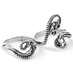 Silver Smooth Rope Double Finger Ring