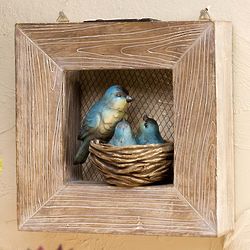 Solar Bluebird and Babies Framed Wall Art