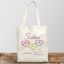 Sisters Heartstrings Personalized Tote Bag