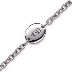 Stainless Steel Oval ID Engraved Initial Bracelet