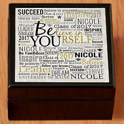 Personalized Believe in Yourself Graduation Keepsake Tile Top Box