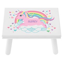 Personalized Unicorn Step Stool in White