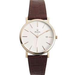 Men's Bulova Brown Leather Strap Wrist Watch