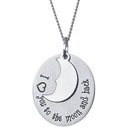 I Love You to the Moon and Back Engravable Oval Tag Necklace