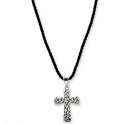Men's Sterling Silver Puzzle Cross Necklace