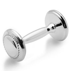 Baby's Silver Beaded Dumbbell Rattle