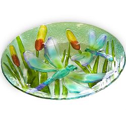 Glass Dragonfly Birdbath Dish