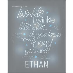 Personalized TwinkleBright LED Little Blue Star Canvas Print