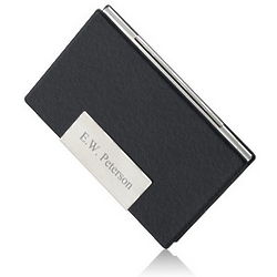 Black Leather Personalized Business Card Case