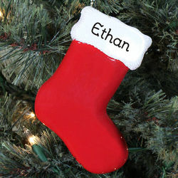 Red Stocking Engraved Christmas Ornament