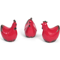 Red Ceramic Rooster Figurines