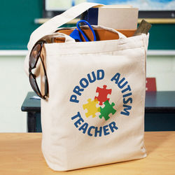 Proud Autism Teacher Tote Bag