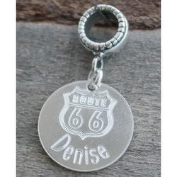 Route 66 Personalized Engraved Charm Bead