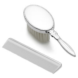 Baby Girl's Silver Oval Brush and Comb Gift Set