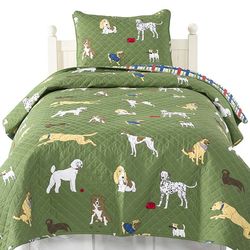 Bedtime Tails Dog Print Quilt Set - Twin