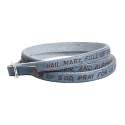 Hail Mary Blue Leather Wrap Bracelet