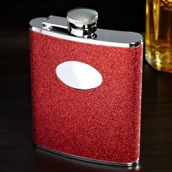Engravable Glitter Crimson Hip Flask