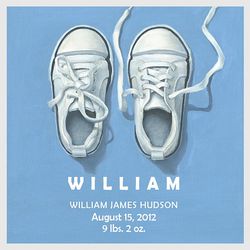 Personalized Children's Shoes Birth Announcement Wall Art