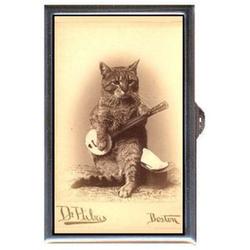 Pill Box Featuring 1800s Photo of Banjo-Playing Cat