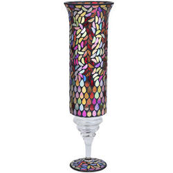 11 Inch Glass Mosaic Goblet Candleholder