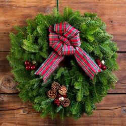 Highland 20 Inch Holiday Wreath with Plain Bow