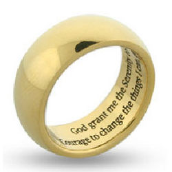 18K Gold Plated Engravable Stainless Steel Serenity Prayer Ring