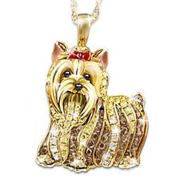 Best in Show Dog Lovers Yorkie Crystal Pendant Necklace